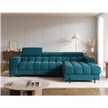 Corner sofa Elferlo R, sleeping function, Amore 40, boucle, blue, H93x285x181cm