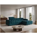 Corner sofa Elferlo R, sleeping function, Amore 40, boucle, blue, H93x285x181cm
