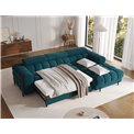 Corner sofa Elferlo R, sleeping function, Amore 40, boucle, blue, H93x285x181cm