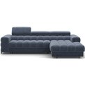 Corner sofa Elferlo R, sleeping function, Aura 40, velvet, blue, H93x285x181cm