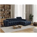 Corner sofa Elferlo R, sleeping function, Aura 40, velvet, blue, H93x285x181cm