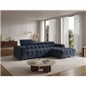 Corner sofa Elferlo R, sleeping function, Aura 40, velvet, blue, H93x285x181cm