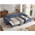 Corner sofa Elferlo R, sleeping function, Aura 40, velvet, blue, H93x285x181cm