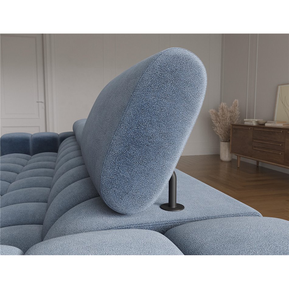 Corner sofa Elferlo R, sleeping function, Aura 40, velvet, blue, H93x285x181cm