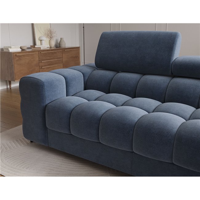 Corner sofa Elferlo R, sleeping function, Aura 40, velvet, blue, H93x285x181cm
