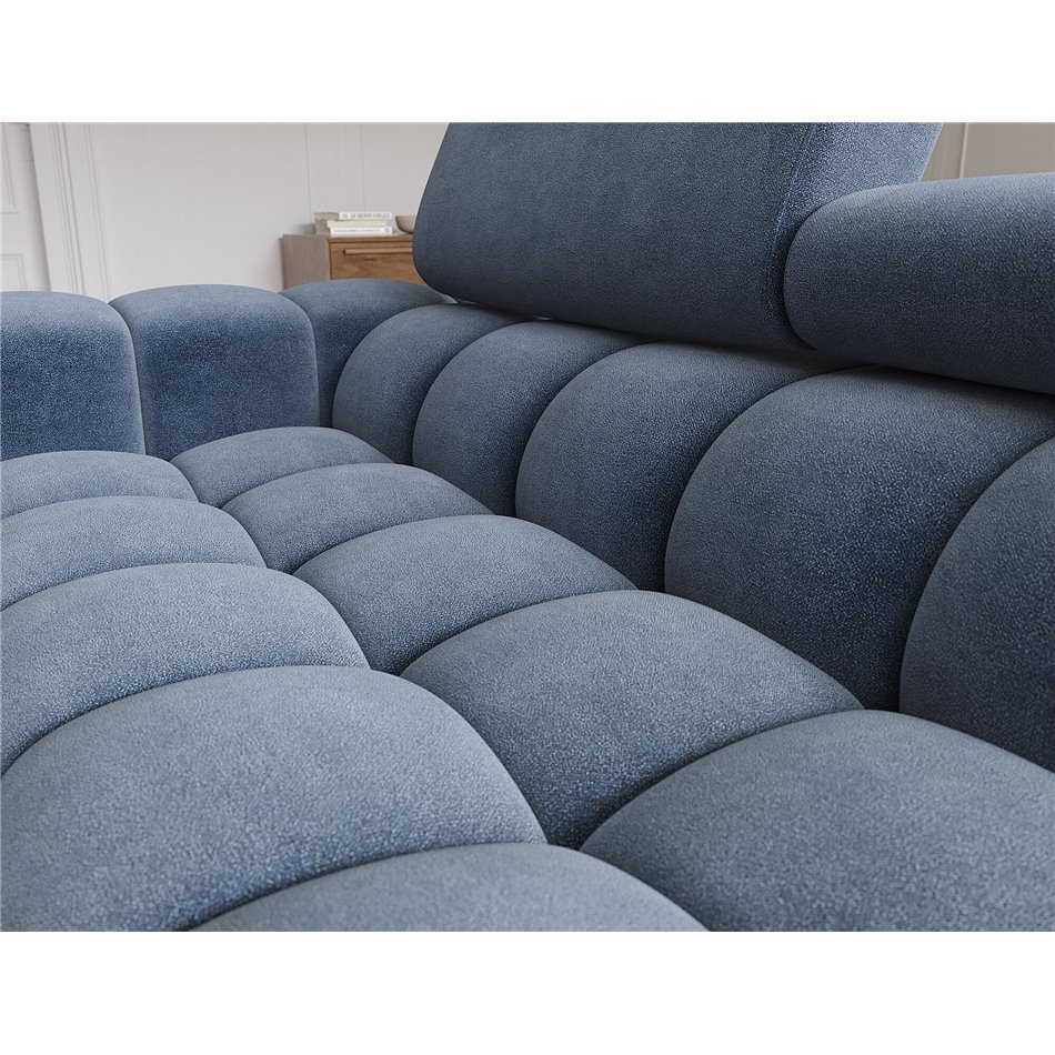 Corner sofa Elferlo R, sleeping function, Aura 40, velvet, blue, H93x285x181cm