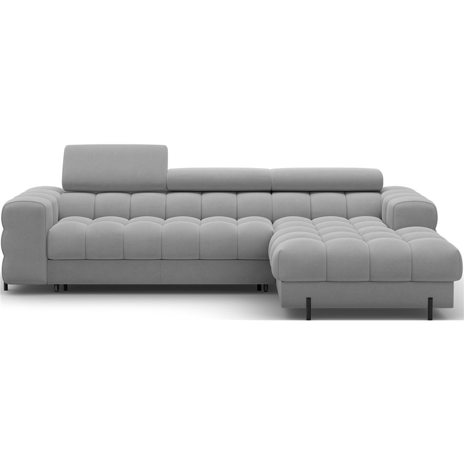 Corner sofa Elferlo R, sleeping function, Sola 04, grey, H93x285x181cm
