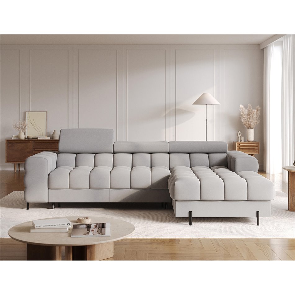 Corner sofa Elferlo R, sleeping function, Sola 04, grey, H93x285x181cm