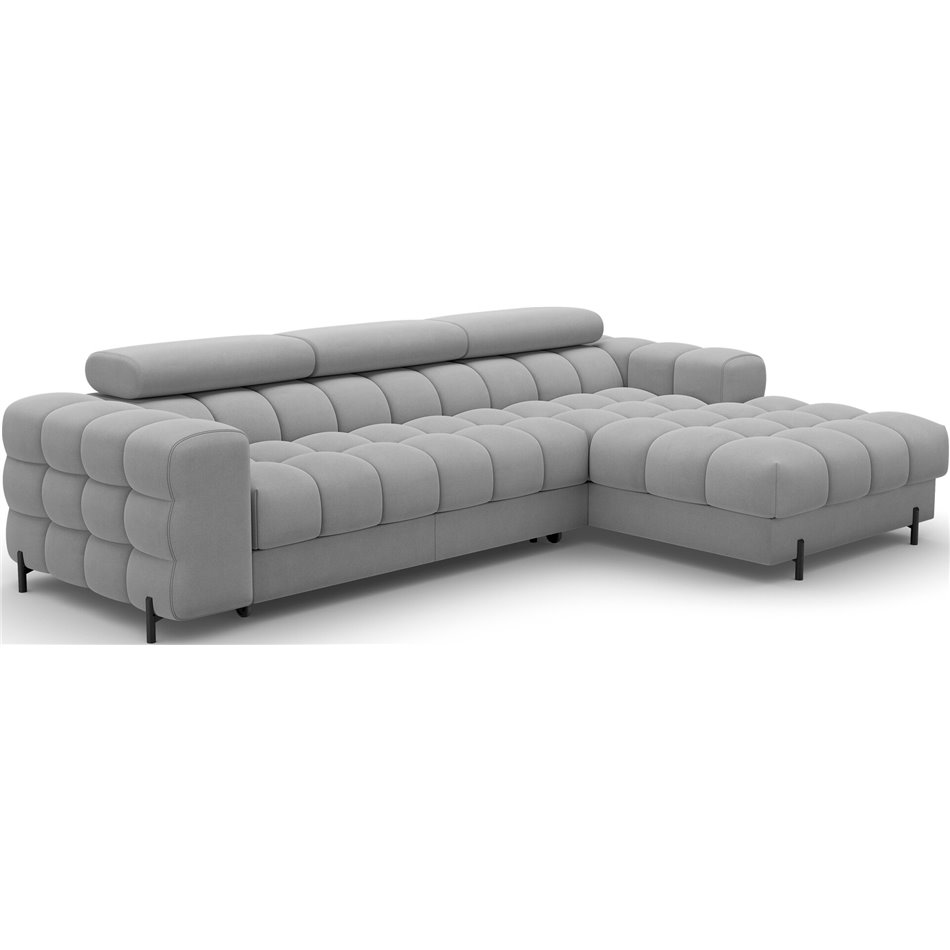 Corner sofa Elferlo R, sleeping function, Sola 04, grey, H93x285x181cm