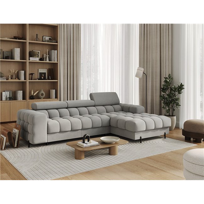 Corner sofa Elferlo R, sleeping function, Sola 04, grey, H93x285x181cm