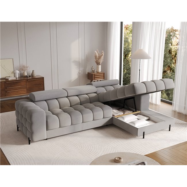 Corner sofa Elferlo R, sleeping function, Sola 04, grey, H93x285x181cm