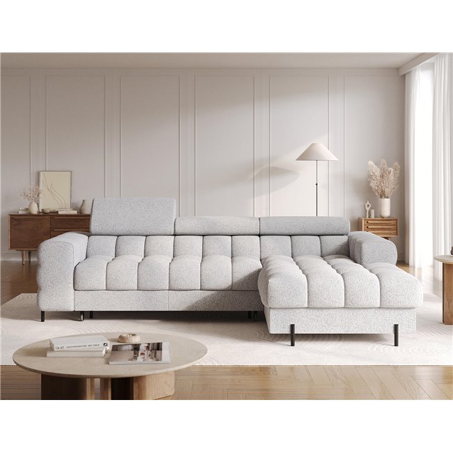 Corner sofa Elferlo R, sleeping function, Pellerito 03, grey, H93x285x181cm