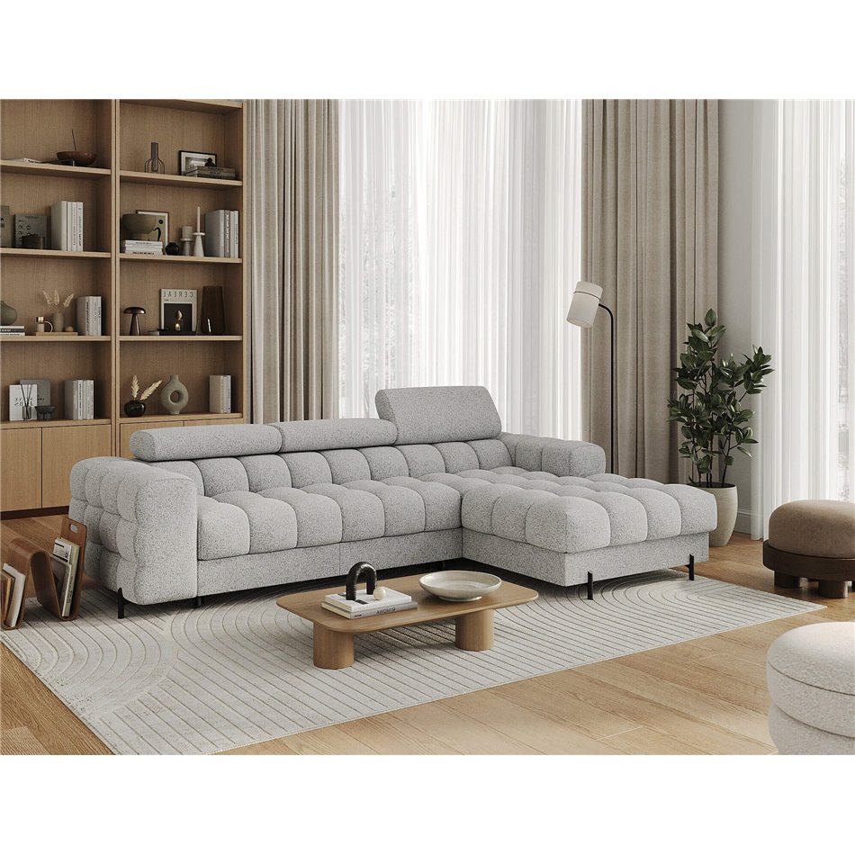 Corner sofa Elferlo R, sleeping function, Pellerito 03, grey, H93x285x181cm