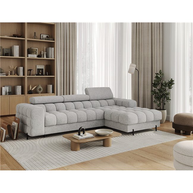 Corner sofa Elferlo R, sleeping function, Pellerito 03, grey, H93x285x181cm