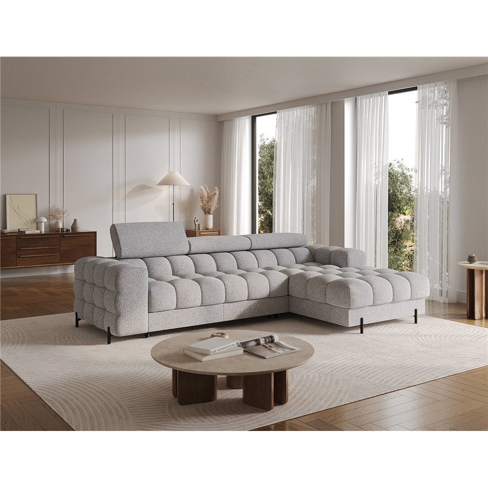 Corner sofa Elferlo R, sleeping function, Pellerito 03, grey, H93x285x181cm