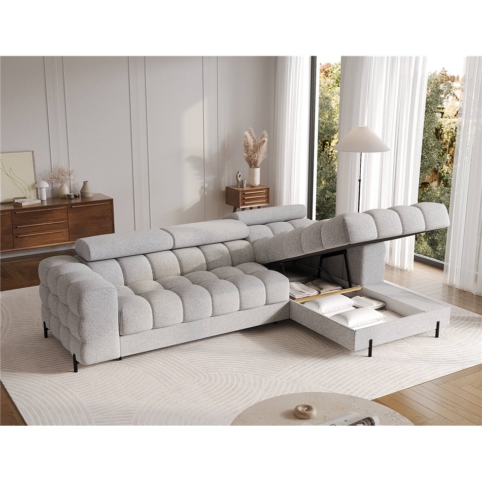 Corner sofa Elferlo R, sleeping function, Pellerito 03, grey, H93x285x181cm