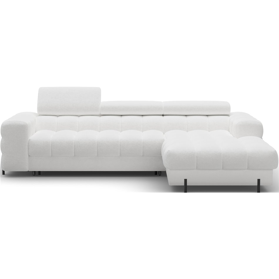 Corner sofa Elferlo R, sleeping function, Royal 01, boucle, white, H93x285x181cm
