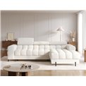 Corner sofa Elferlo R, sleeping function, Royal 01, boucle, white, H93x285x181cm