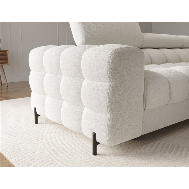 Corner sofa Elferlo R, sleeping function, Royal 01, boucle, white, H93x285x181cm
