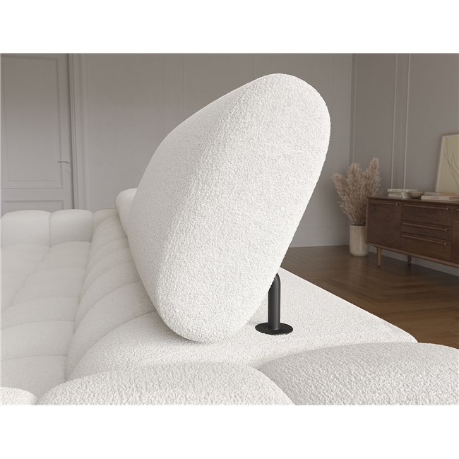Corner sofa Elferlo R, sleeping function, Royal 01, boucle, white, H93x285x181cm