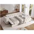 Corner sofa Elferlo R, sleeping function, Royal 01, boucle, white, H93x285x181cm