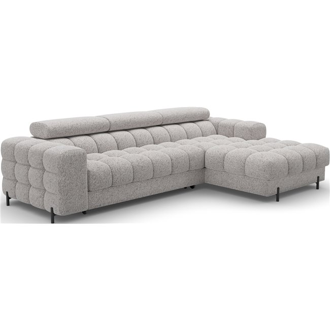 Corner sofa Elferlo R, sleeping function, Pellerito 20, grey, H93x285x181cm