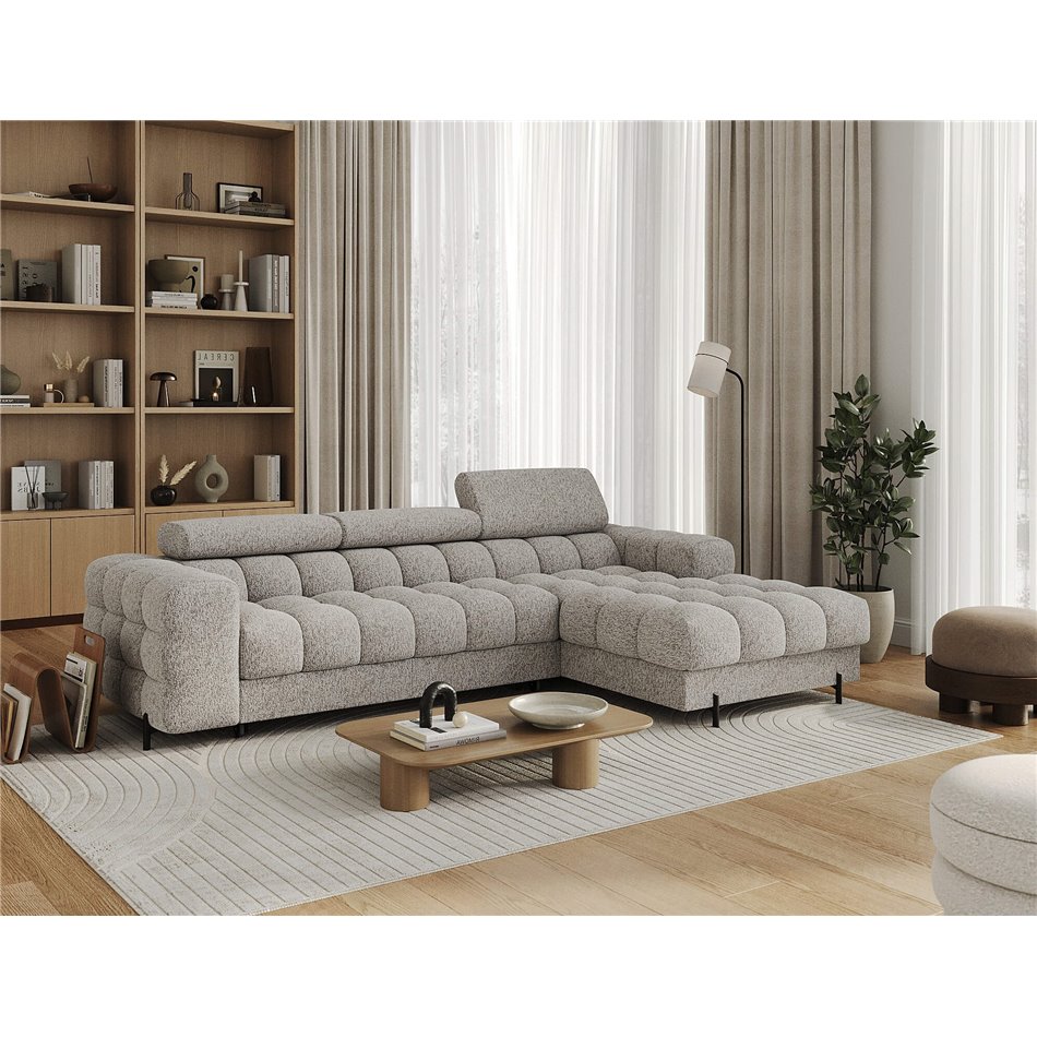 Corner sofa Elferlo R, sleeping function, Pellerito 20, grey, H93x285x181cm