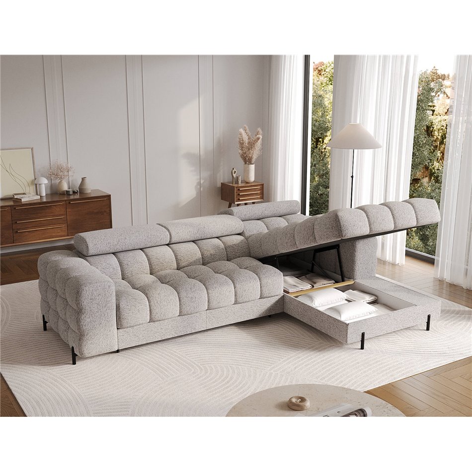 Corner sofa Elferlo R, sleeping function, Pellerito 20, grey, H93x285x181cm
