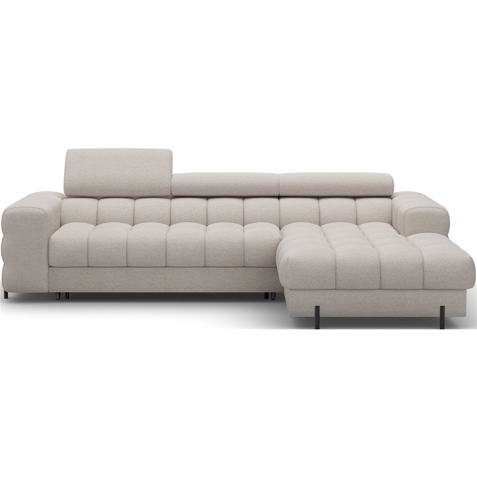 Corner sofa Elferlo R, sleeping function, Royal 18, boucle, beige, H93x285x181cm