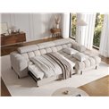 Corner sofa Elferlo R, sleeping function, Royal 18, boucle, beige, H93x285x181cm