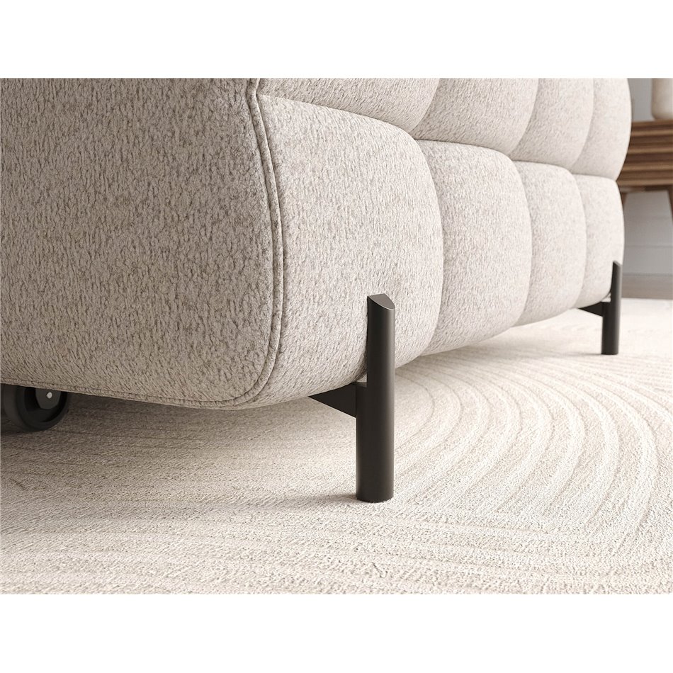 Corner sofa Elferlo R, sleeping function, Royal 18, boucle, beige, H93x285x181cm