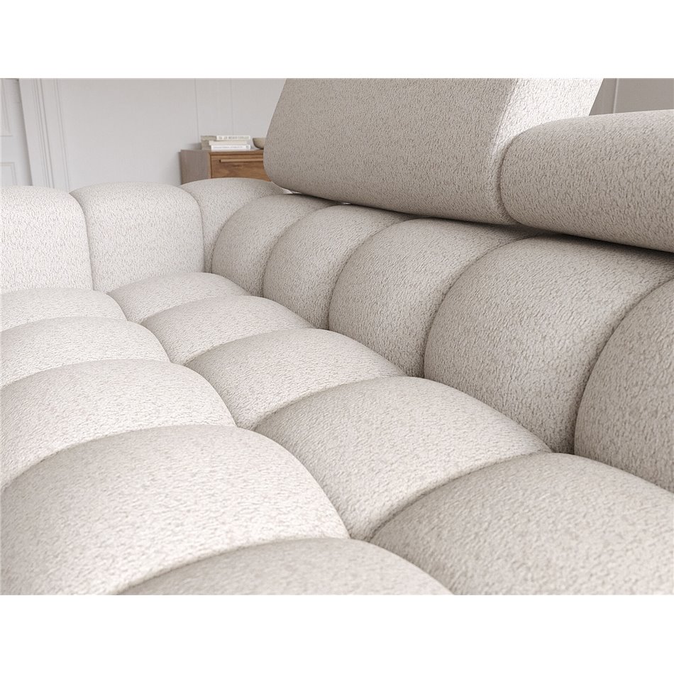 Corner sofa Elferlo R, sleeping function, Royal 18, boucle, beige, H93x285x181cm