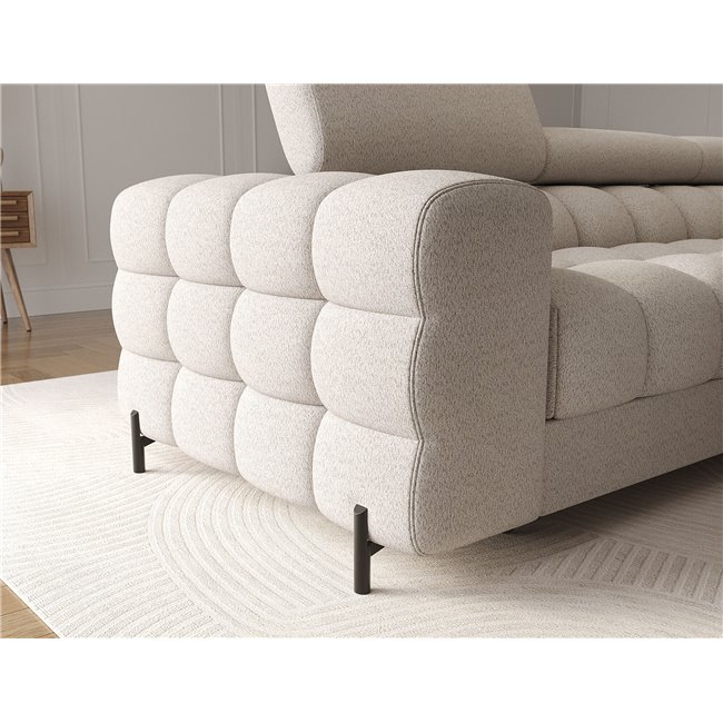 Corner sofa Elferlo R, sleeping function, Royal 18, boucle, beige, H93x285x181cm