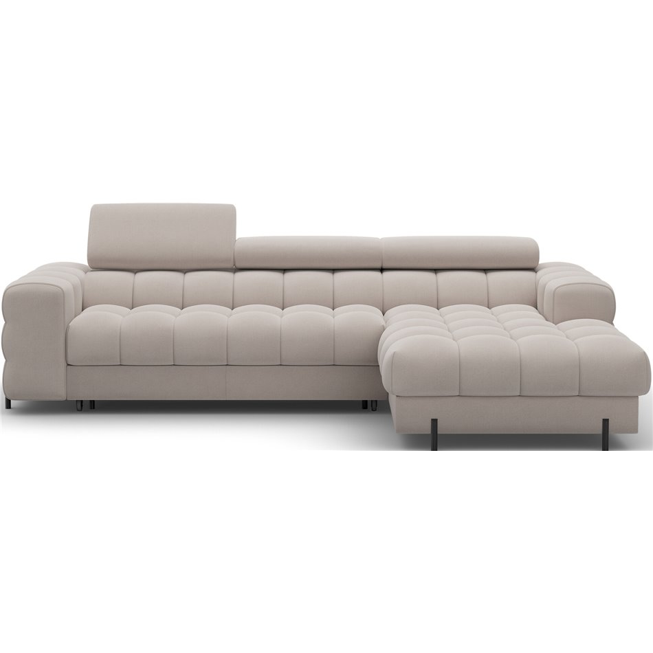 Corner sofa Elferlo R, sleeping function, Sola 18, beige, H93x285x181cm