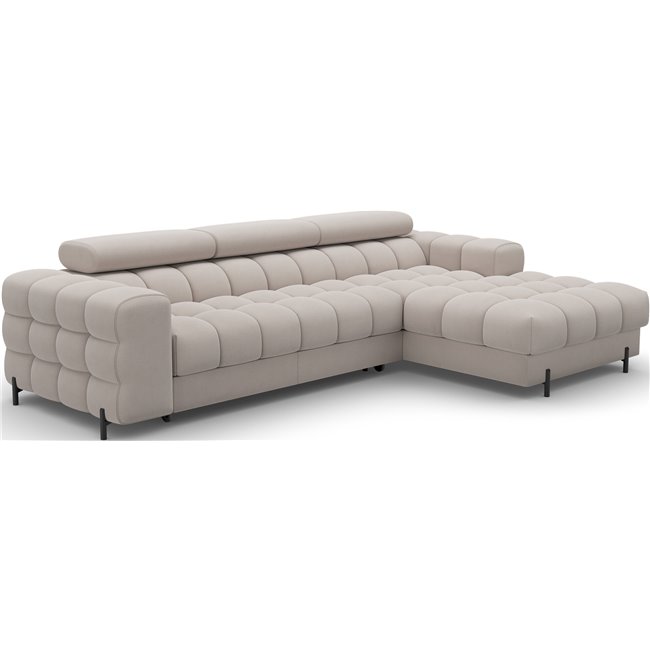 Corner sofa Elferlo R, sleeping function, Sola 18, beige, H93x285x181cm
