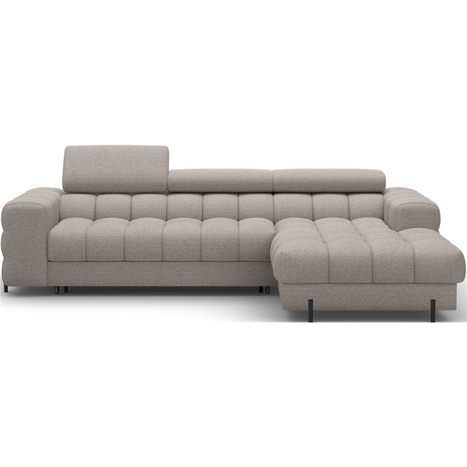 Corner sofa Elferlo R, sleeping function, Royal 20, boucle, beige, H93x285x181cm