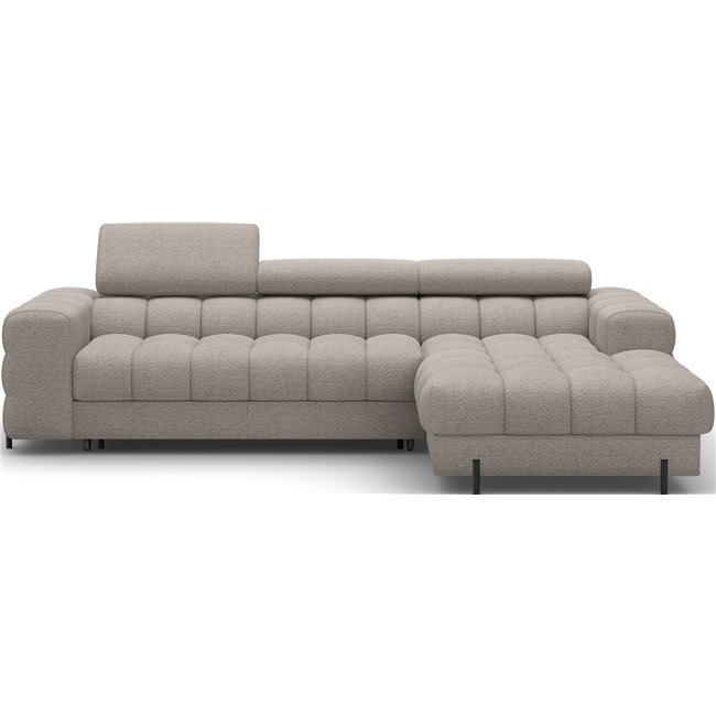 Corner sofa Elferlo R, sleeping function, Royal 20, boucle, beige, H93x285x181cm