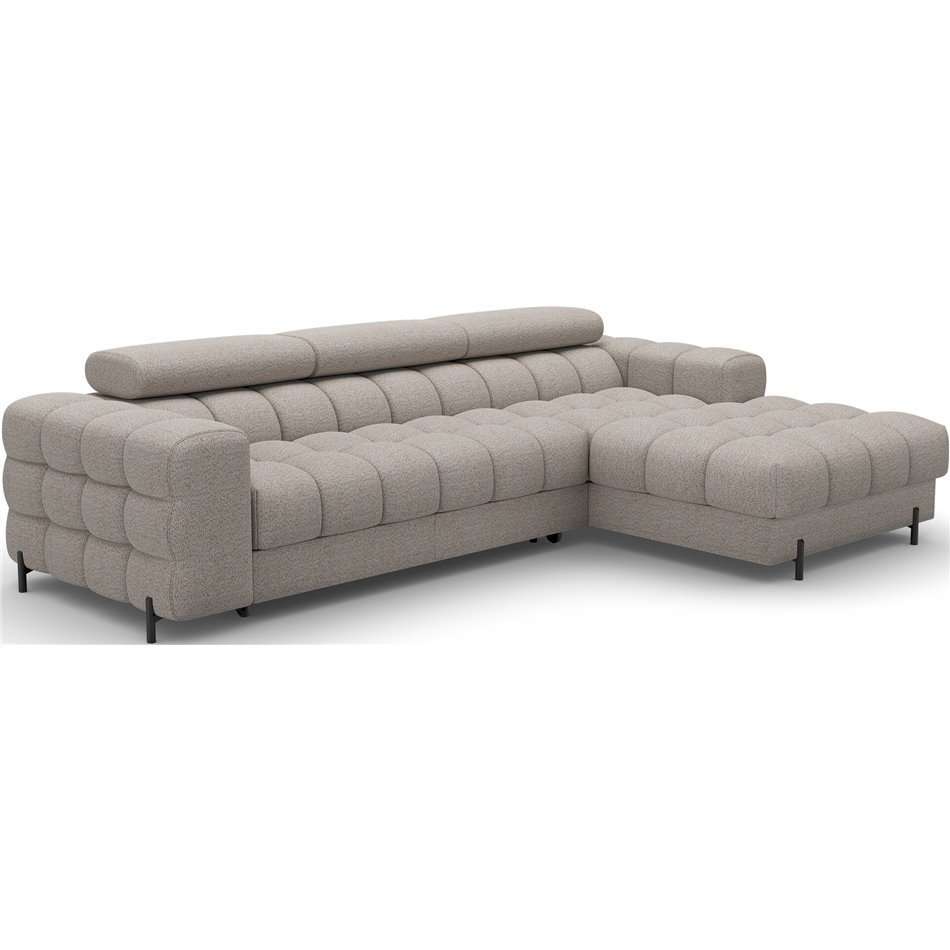 Corner sofa Elferlo R, sleeping function, Royal 20, boucle, beige, H93x285x181cm