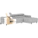 Corner sofa Elferlo R, sleeping function, Royal 20, boucle, beige, H93x285x181cm
