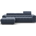 Corner sofa Elferlo L, sleeping function, Aura 40, velvet, blue, H93x285x181cm