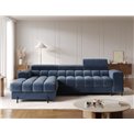 Corner sofa Elferlo L, sleeping function, Aura 40, velvet, blue, H93x285x181cm