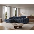 Corner sofa Elferlo L, sleeping function, Aura 40, velvet, blue, H93x285x181cm