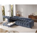 Corner sofa Elferlo L, sleeping function, Aura 40, velvet, blue, H93x285x181cm