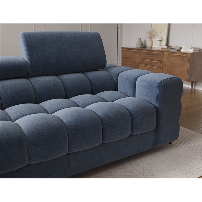 Corner sofa Elferlo L, sleeping function, Aura 40, velvet, blue, H93x285x181cm
