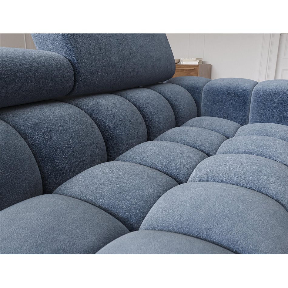 Corner sofa Elferlo L, sleeping function, Aura 40, velvet, blue, H93x285x181cm