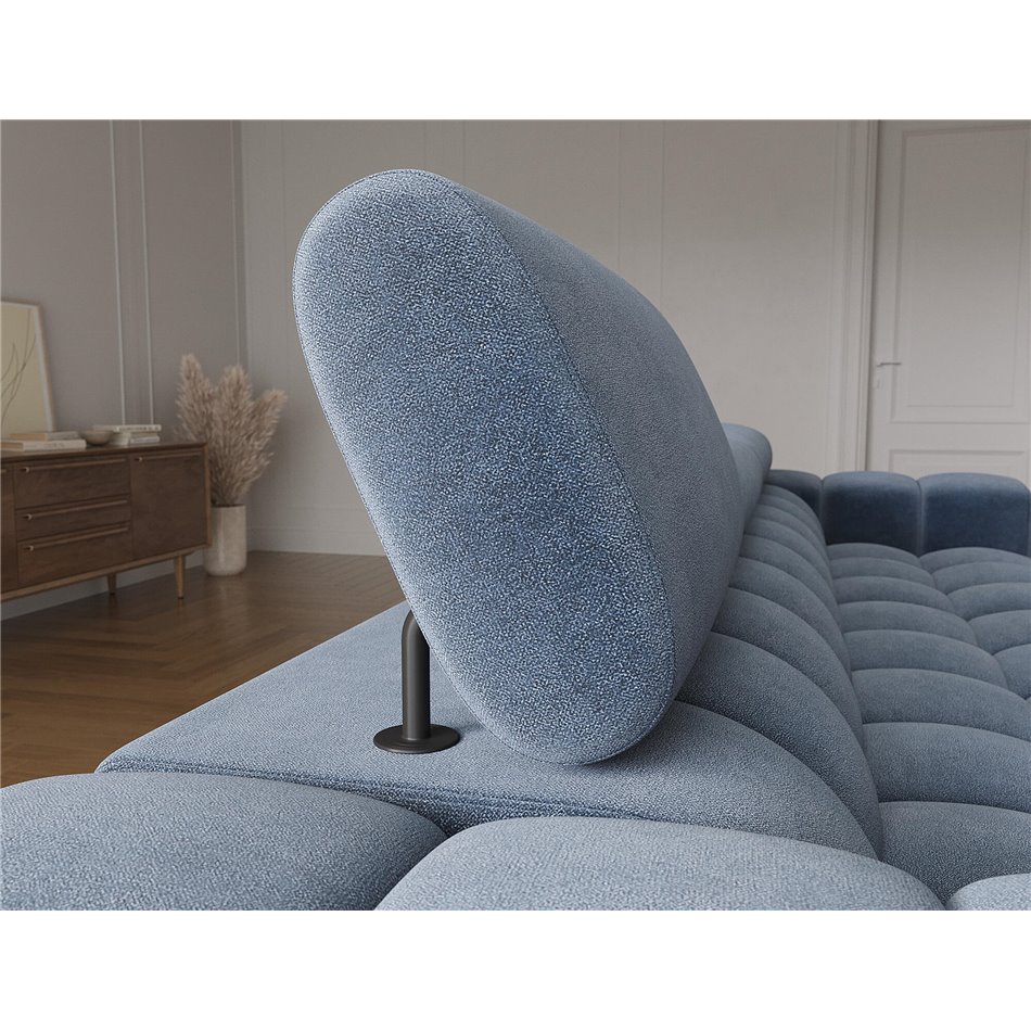 Corner sofa Elferlo L, sleeping function, Aura 40, velvet, blue, H93x285x181cm