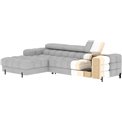 Corner sofa Elferlo L, sleeping function, Aura 40, velvet, blue, H93x285x181cm