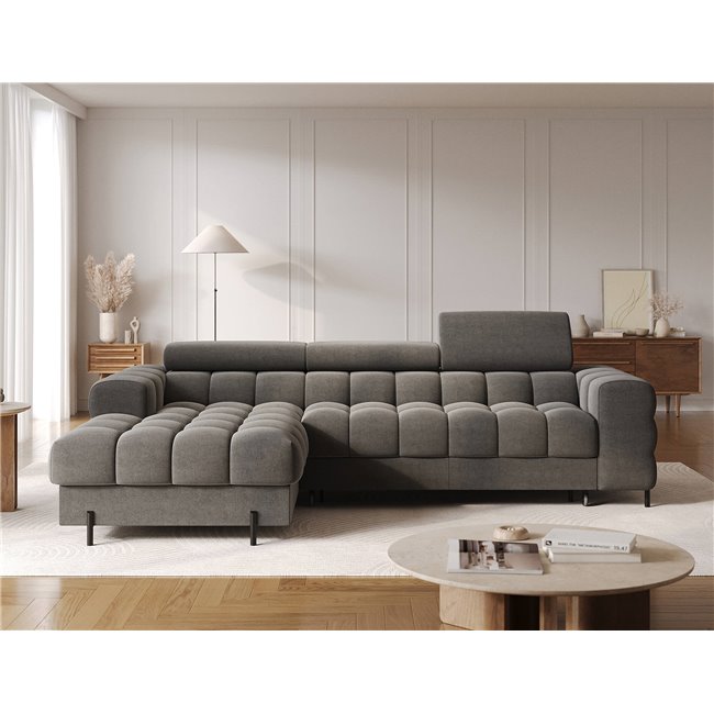 Corner sofa Elferlo L, sleeping function, Sola 06, dark grey, H93x285x181cm
