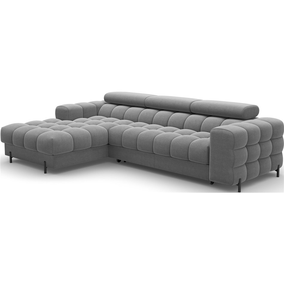 Corner sofa Elferlo L, sleeping function, Sola 06, dark grey, H93x285x181cm