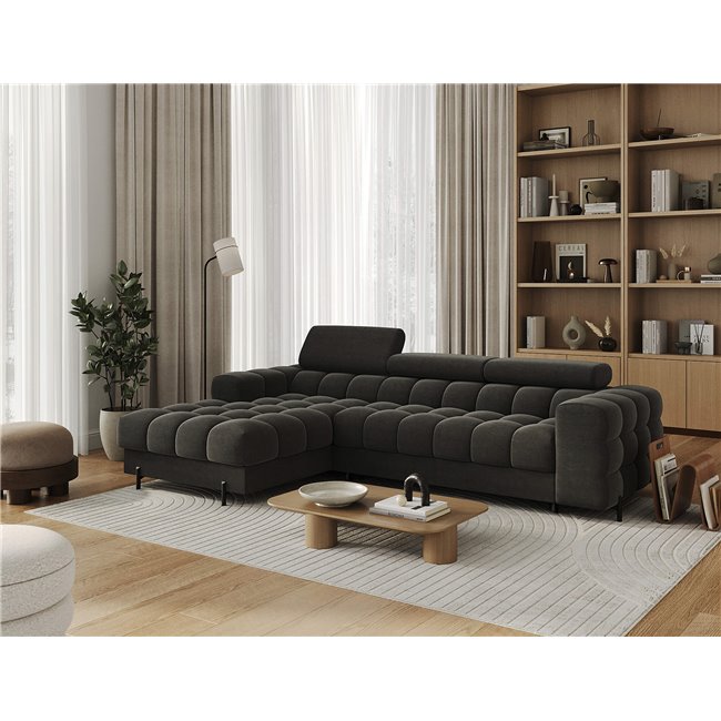 Corner sofa Elferlo L, sleeping function, Sola 06, dark grey, H93x285x181cm